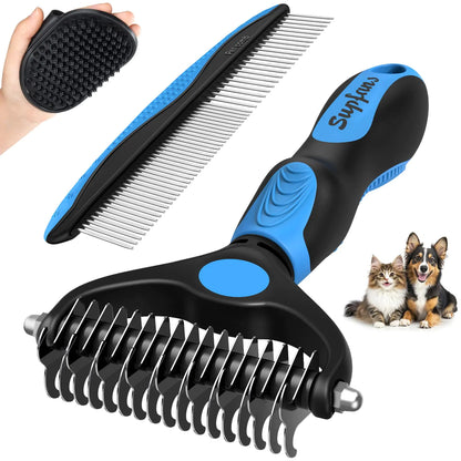 Double-Sided Deshedding Grooming Tool for Dogs & Cats